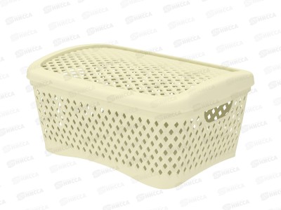 Корзинка с крышкой &quotРомбики&quot М ваниль, АП 442  (295х220х140мм)