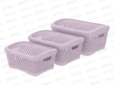 Набор корзинок с крышками &quotРомбики&quot (3шт) п розы, АП 468 (340х250х170)