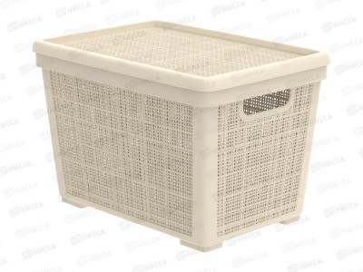 Корзина плетёная с крышкой &quotЛён&quot 22л, слоновая кость, АП 452  (400х284х264мм)