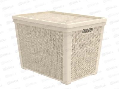 Корзина плетёная с крышкой &quotЛён&quot 65л, слоновая кость, АП 454  (568х400х391мм)