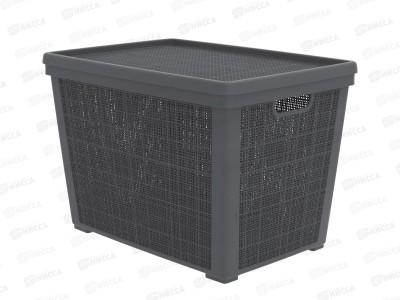 Корзина плетёная с крышкой &quotЛён&quot 65л, графит, АП 481  (568х400х391мм)