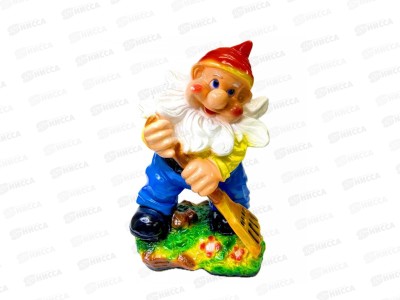Фигура садовая из гипса &quotГном с граблями&quot (470*390мм) арт.423