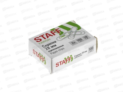 Скрепки STAFF 28мм 100шт, эконом оцинк.224799  *10