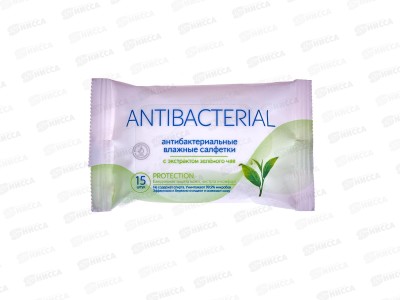 Antibacterial Protection Влажные салфетки №15 ант с зеленым чаем 80177 *120