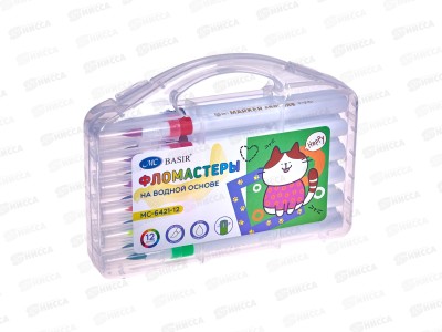 Фломастеры 12цв. BASIR Кошки, с мягкой кистью в/о МС-6421-12 *30/120