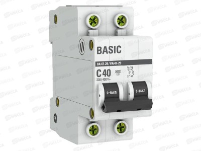 Автоматический выключатель ВА47-29 2P 40А 4,5кА C EKF Basic *6/60