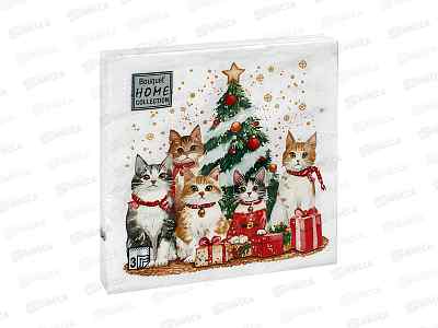 Салфетки 3сл 20л 33*33 Bouquet Home Котята у елки 25434*12
