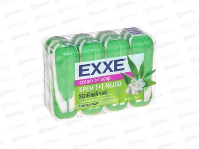 EXXE Мыло 4шт*75г Зеленый чай 1+1 зеленое  *12 С0008021