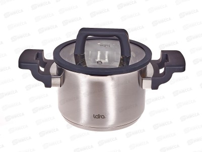 Кастрюля Lara LR02-290 Премиум нержавеющая сталь 16*10,5см 2,1л индук, все виды плит