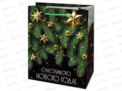 Пакет подарочный MI 18х23х10см (M) Счастливый Новый год, ППК-2320 *12
