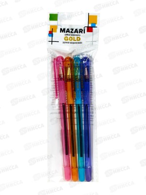 Ручки шар. MAZARI Gold синяя, 4шт 0.5мм, M-5739В-4 *1/12