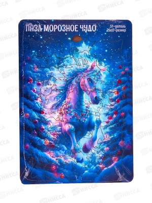 Пазл фигурный деревянный &quotМорозное чудо&quot в рамке, К-022