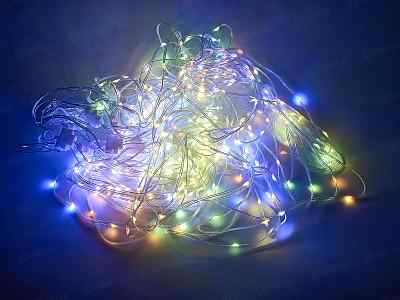 Гирлянда 3*3м занавес 300LED шампань мульти 10 нитей 382-093 г
