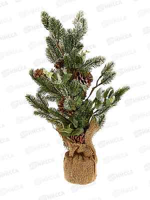 Ель декоративная Зимняя, заснеженная, с шишками, WHRL01, 23х50см АТМ