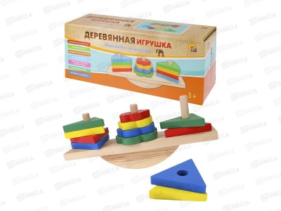 Деревянная игрушка. Пирамидка &quotФормы и баланс&quot, ИД-1047 в коробке