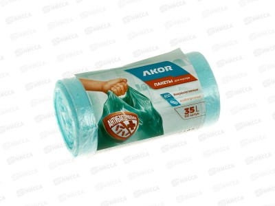 Пакеты для мусора &quotАНТИБАК+БИО&quot  35л 50шт, бирюзовый, 205-104 *45