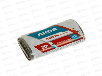 Пакеты для мусора &quotБИО&quot  20л 25шт, черные, 201-001 *140