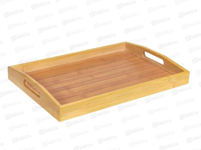 Поднос прямоугольный 37*25*3,5см бамбук с ручками 10013-4 *10