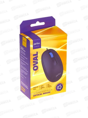 Мышь Perfeo оптическая &quotOVAL&quot, бесшумная, 3 кнопки, кабель 1,8м, 1000DPI, USB, чёрная, PF_B3416