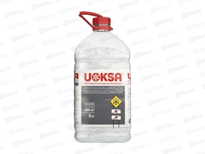 UOKSA Хлористый кальций 5кг (-32С) бутылка, противогололедный материал