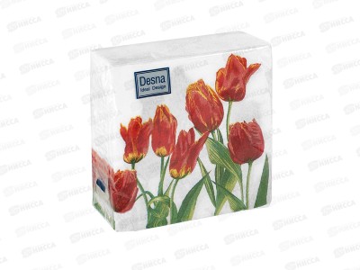 Салфетки 1слойные 40листов 24*24 Desna Design Тюльпаны Красная леди, 57567 *32