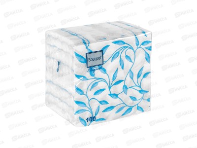 Салфетки 1слойные 100листов 24*24 Bouguet Elegant Узоры синие, 57369 *16