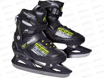 Коньки раздвижные PW-253B р.33-36 black/green RUSH ACTION, 422459