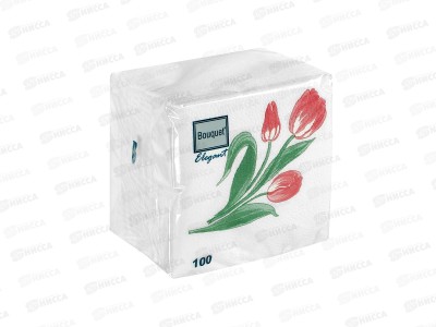 Салфетки 1слойные 100листов 24*24 Bouguet Elegant Три тюльпана, 57377 *16