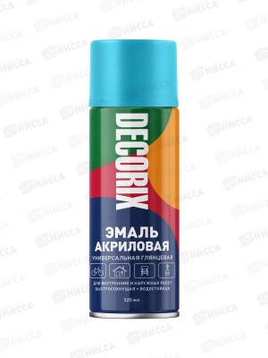 Аэрозольная эмаль акриловая универсальная DECORIX  520мл, бирюзовый *12