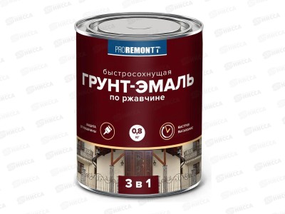 Грунт-эмаль 3в1 PROREMONTT быстросох серая мат 0,8кг*10 СРОК ДО 09.26