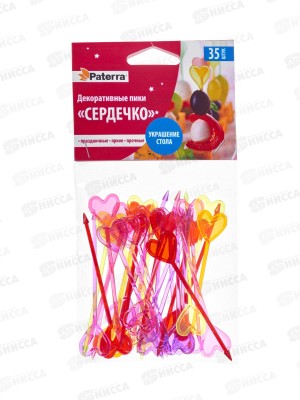 Пики декор. &quotСердечко&quot 35шт, цветные, 401-764, 437-037  г