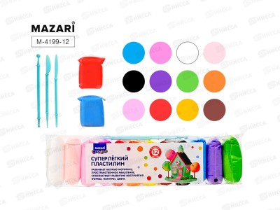 Масса д/лепки MAZARI 12цв., стек 3шт. М-4199-12 *120