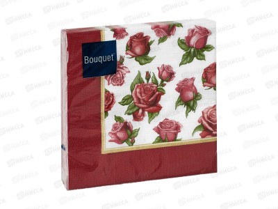 Салфетки 3-х слойные 20 листов 33*33 Art Bouquet Скатерть с красн.розами 25569 *12