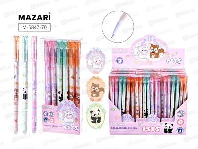 Ручка пиши-стир. MAZARI Pets син. 0.38мм 3диз. М-5847-70  *12