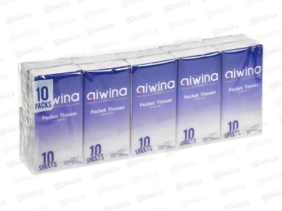 Aiwina платочки бумажные 2-х слойные 10уп*10шт Белый *40