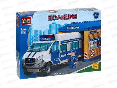 Конструктор &quotГОРОД МАСТ&quot Полицейская газель с гаражом, 100дет, 3110-КК