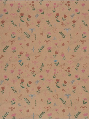 Бумага упаковочная крафт &quotВекторные цветы&quot, 50*70см *10 10935932
