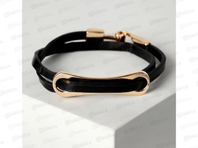 Браслет кожа &quotШаман&quot пластина, черный в роз. золоте, 35,5см 4994133
