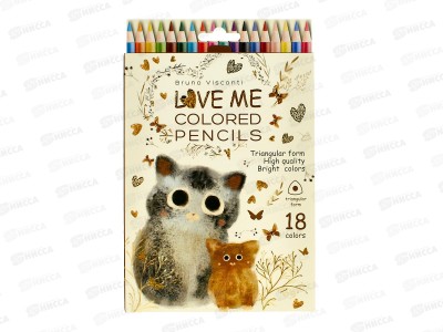 Карандаши 18цв B.V. Love me Котики Счастье 30-0155*8