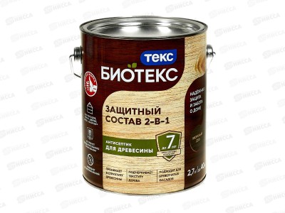 Защитный состав 2-в-1Текс Биотекс мореный дуб 2,7л срок до 04.26