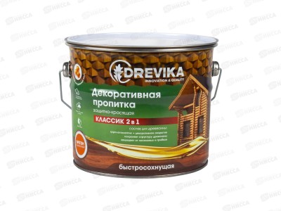 Декоративная пропитка DREVIKA 2в1 Классик орегон 2,7л *4