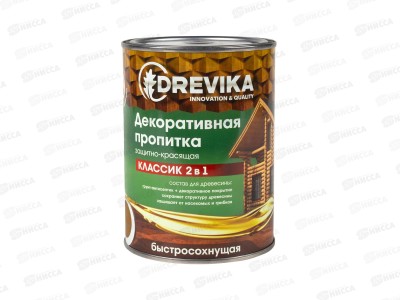 Декоративная пропитка DREVIKA 2в1 Классик дуб 0,75л *8