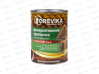 Декоративная пропитка DREVIKA 2в1 Классик тик 0,75л *8