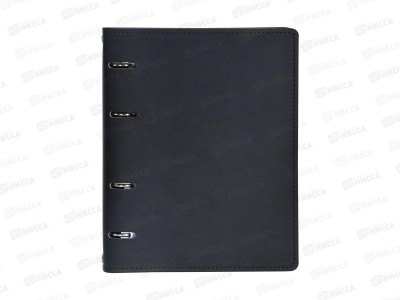 Тетрадь120л кл. INFORMAT черная кож/зам  на кольц, 246848 *15