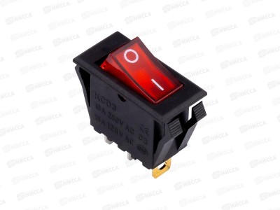 Выключатель клавишный 250В 16А ON-OFF красный, SBE-16-S34r