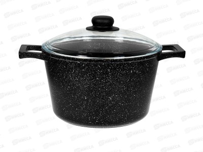 Кастрюля SA-P03-5 5,0л Каменная Black с крышкой литая черная