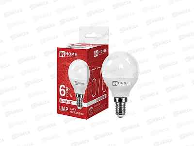 Лампа светодиод. IN HOME LED-ШАР-VC  6Вт E14 4000К 820Лм *100