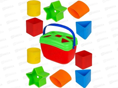 Сортер-ведерко (салатовый,красный, синий), И-0799  *8