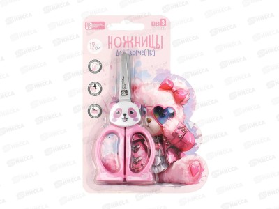 Ножницы детск. ФЕН Розовый мишка 12*5,5см 72871 *24