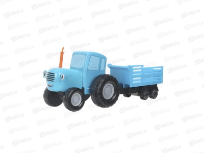 Машина &quotТЕХНОПАРК&quot металл Синий Трактор, с телегой 7,5см, BLUTRA-7CART-BU-WOD